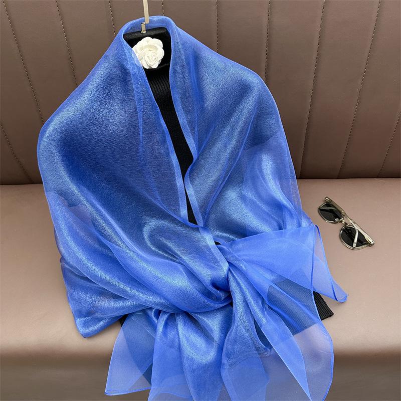 Silk Wool Scarf for Women Solid Scarves Shawls Wraps Pashmina Hijab Foulard Femme Beach Stoles Bandana Luxury Brand Poncho