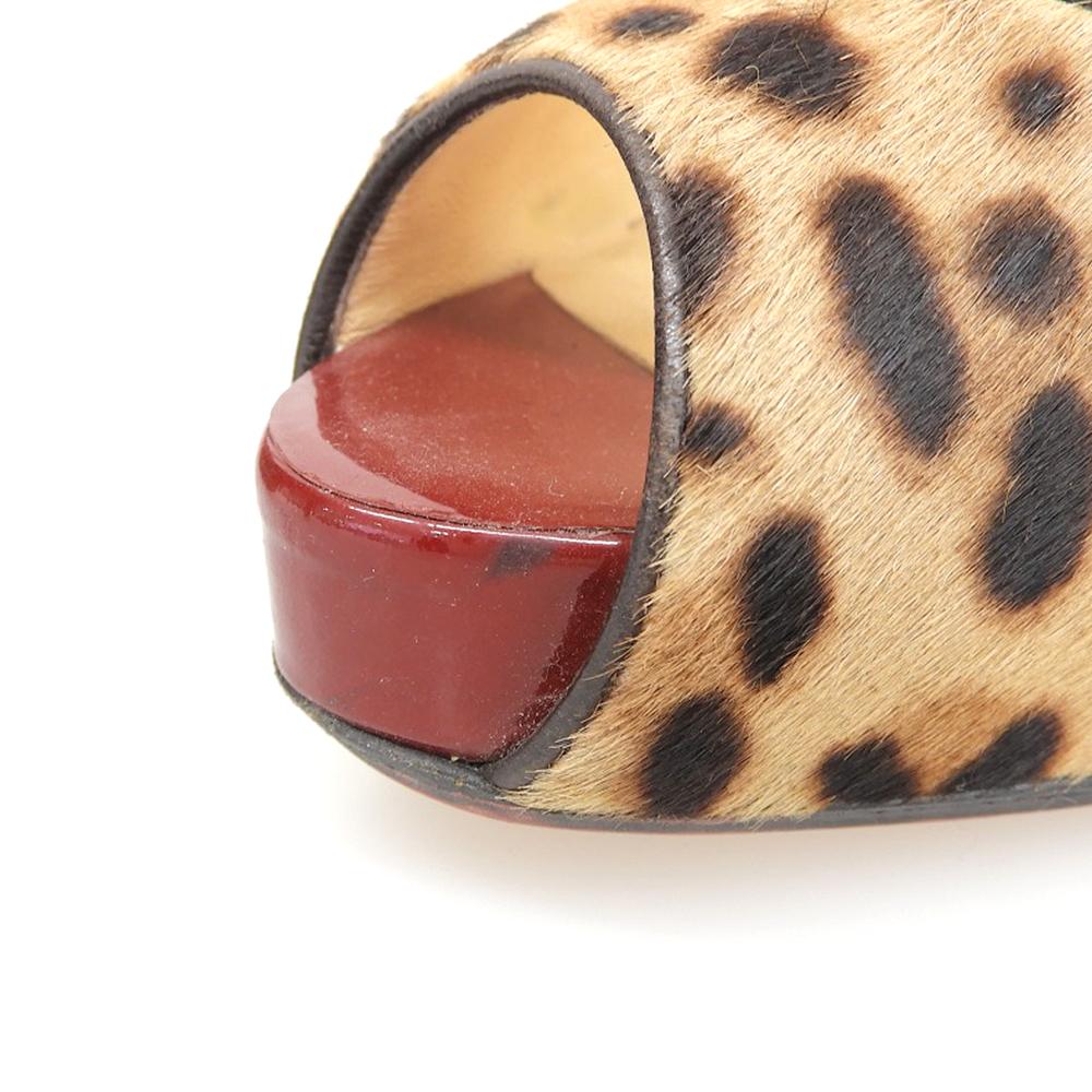 Christian Louboutin Leopard Print Hair Calf Open-toe Pumps for Women, Beige and Brown, Size 36 Shoes 36 Beige / brownUsed
