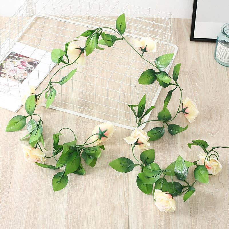 240CM Rose Artificial Flowers Christmas Garland for Wedding Home Room Decoration Garden Arch DIY Fake Plant Vine