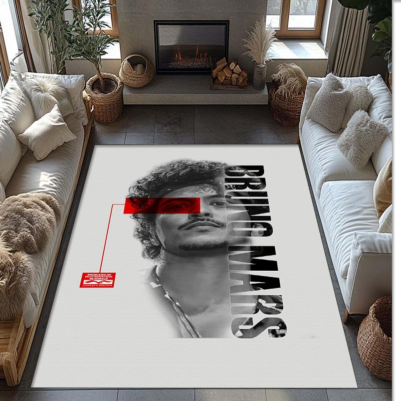 Soft Crystal Velvet Floor Rug,Bruno Mars Anti Slip Decorative Carpet, Plush Area Mat For Indoor Home Decoration