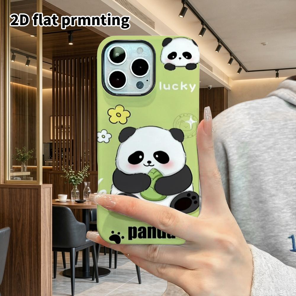 Phone Case: 2D Flat Design Suitable for iPhone 18 17 16 15 14 13 Pro Film Protective Case, Couple Style, Matcha Green Panda, Christmas and Halloween G