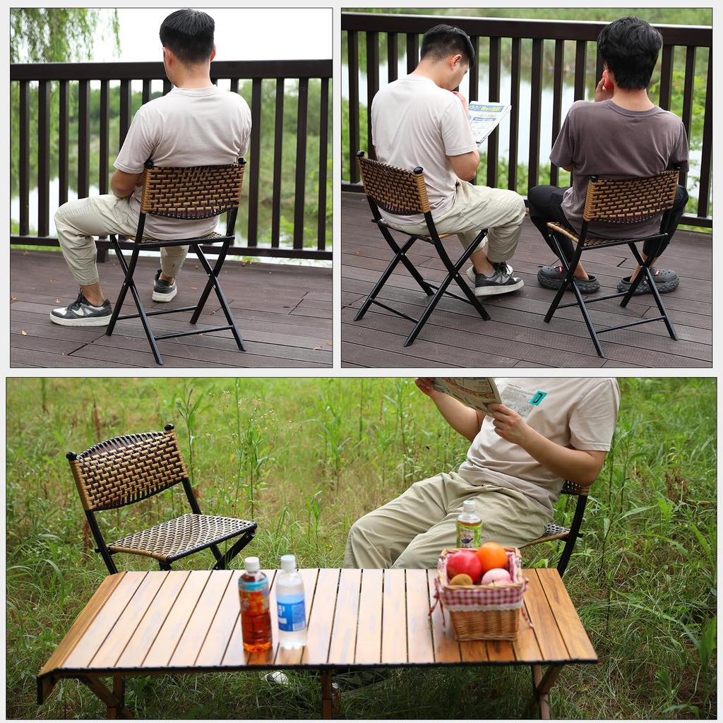 YOGOTO Folding Rattan Handcrafted Rattan Water With Rattan Rattan Style Garden Easy To Good Balcony Dining Dining Garden Indoor and Outdoor 1 Piece