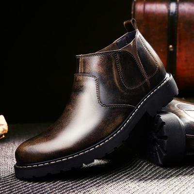 Herren Winter Fleecegefüttert Echtleder High-Top Martin Stiefeletten für Business Casual.