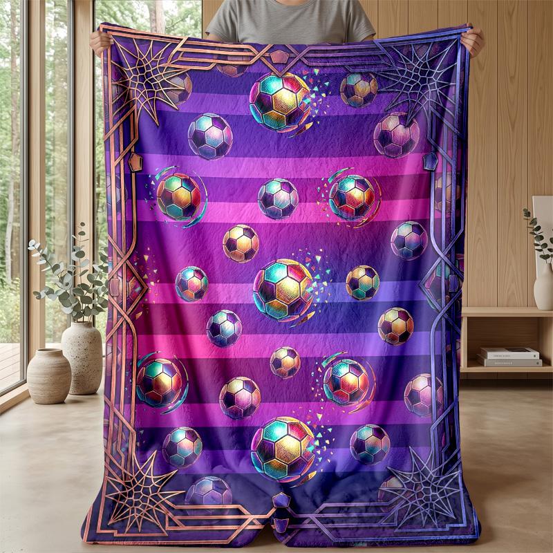 Soccer Ball Celebration 5 Theme Blanket Lightweight Warm Flannel Blanket Decorative Throw Blanket for Home Decoration