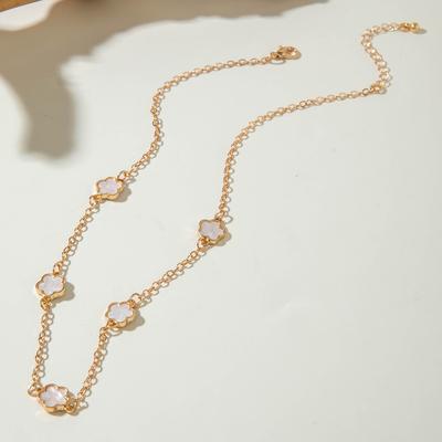 Lucky Five Leaf Flower Chain Necklace for Women Elegant Black Flower Adjustable Necklace  Aesthetic Party Jewelry Gifts
