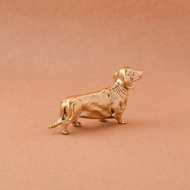 Ornament pentru câini cârnați din alamă, biroul de acasă, pentru birou, ornamente mici, ceai, animale de companie, zodiac câine, artizanat din alamă