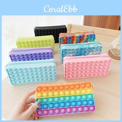 Colorful Push Pop It Bubbles Simple Dimple Stationary Bag Sensory Pencil Case For Stress Relief