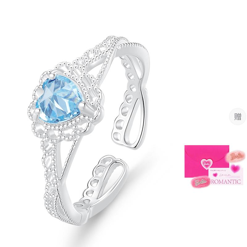 Barbie ring [ Crystal Latest Upgrade Heart of the Ocean] Ocean Blue Love Open Beaded Lace Surround Fugitive Princess Girlfriend Y-Ba2604032 синий