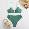 Costumi da Bagno da Donna Costumi da Bagno Monocolore Push Up Costume da Bagno Sexy Due Pezzi Vita Alta Set Bikini Estivi Bikini ad Alto Taglio