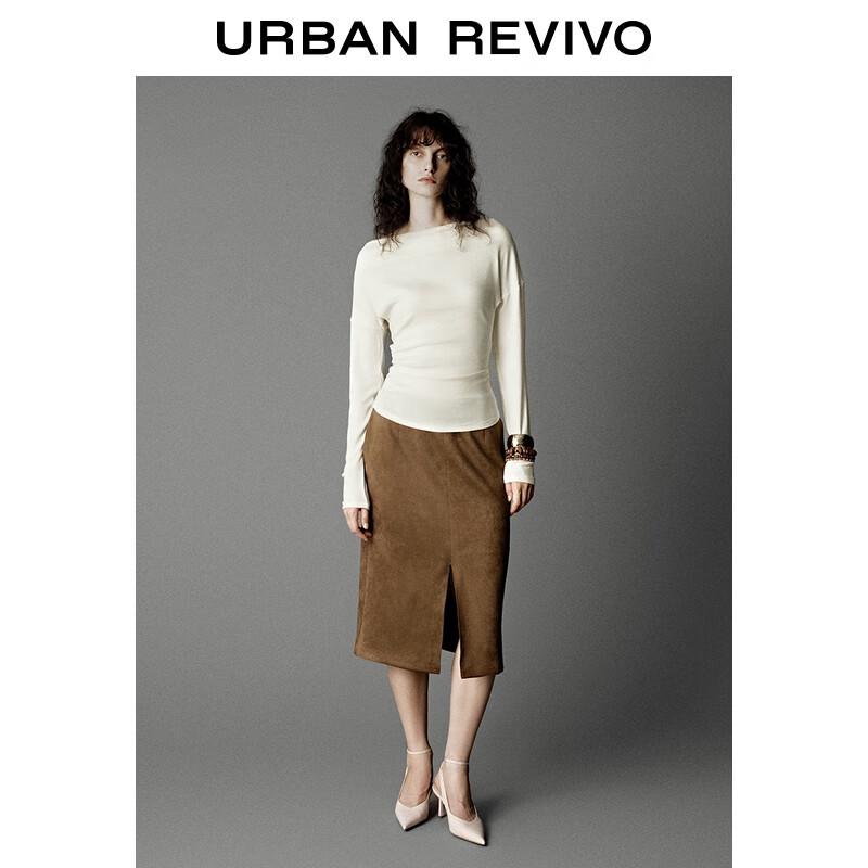 UR Women's Drape Neck Pleated Long Sleeve T-Shirt