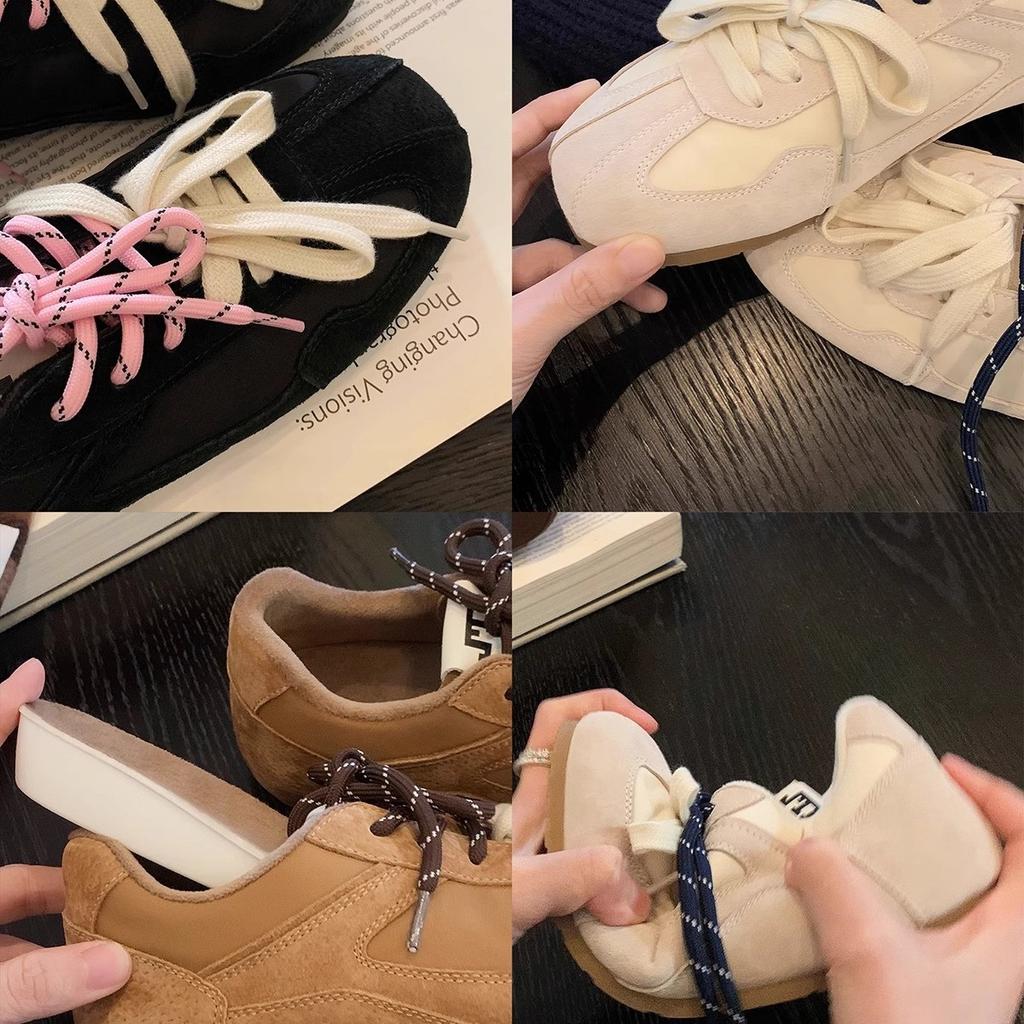 Cowhide version~ Grape mother has the same round head contrasting color versatile pair of shoelaces, leisure sports heightening moral training 