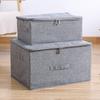 Solid Color Clothes Quilt Storage Box Underwear Sealed Box Cotton Linen Bedding Storage Organizer Wardrobe Tidy Case
