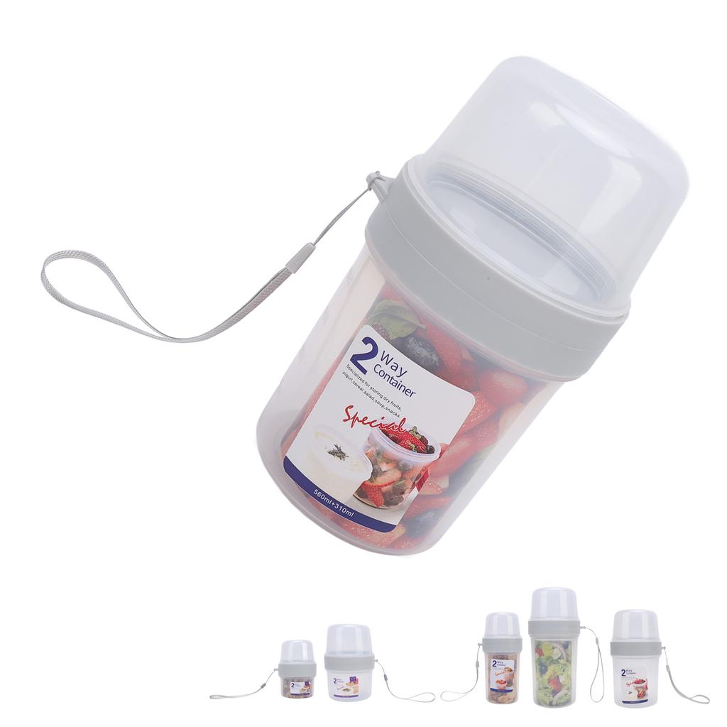 Double Layer Food Storage Cup Microwave Safe Sealed Dispenser Portable Yogurt Container for Salad Fr