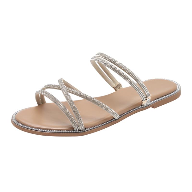 Women Slippers 2024 New Summer Flat Glitter Designer Sandals Luxury Rubber Rome Slippers Slides Women Zapatos De Mujer