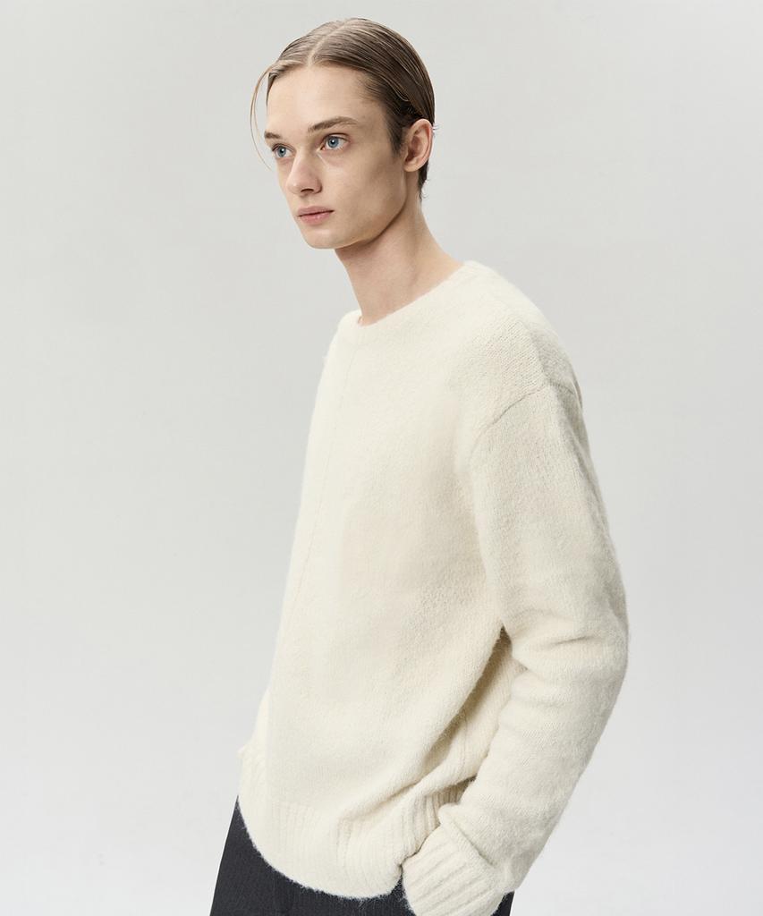 Liimaen Unisex Wool Blend Knit Top Ivory