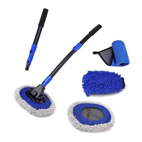 15 Bent Car Wash Brush, Car Wash Mop, Extendable, For Body Use, With Retractable Handle, 3 Level Adjustment, For Both Dry and Wet Use, Scratch