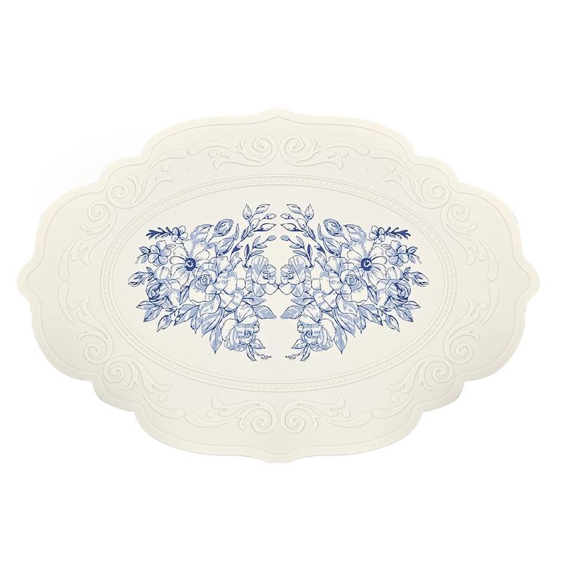 Silicone Carved Dining Mat Retro Pattern Table Mat Floral Placemat for Dining Table Kitchen Coffee Pad Tableware Mats Waterproof