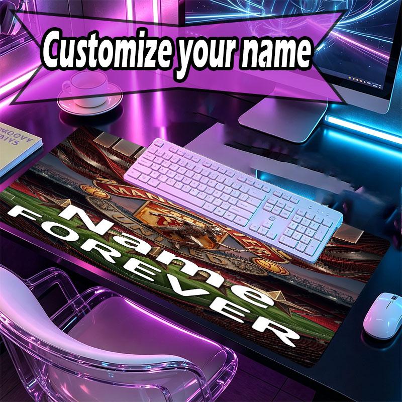 Custom Name Personalized Manchester United Pattern Mousepad, Laptop PC Desk Mat, Decorative Desk Mat for Home Keyboard Pad Gift