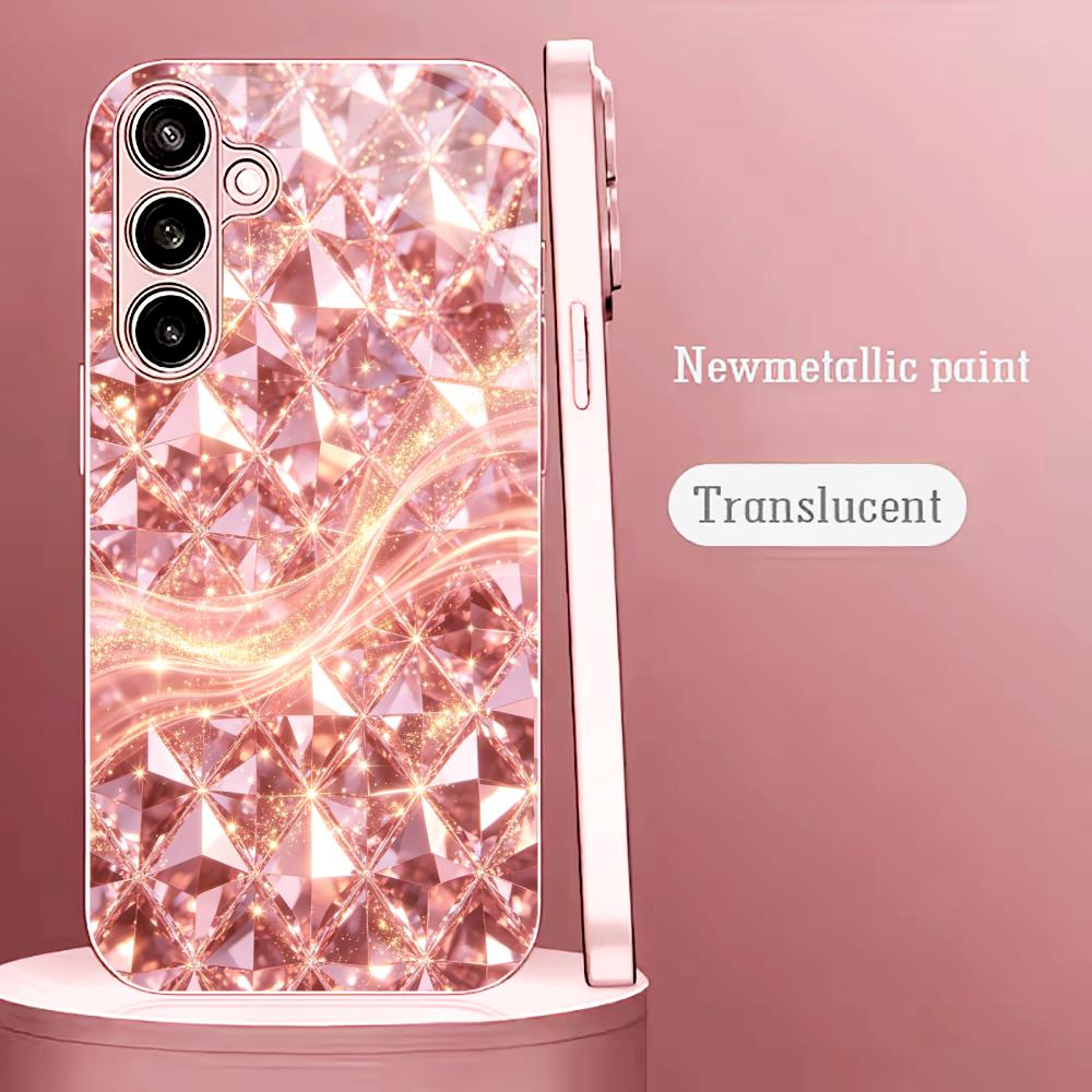 Luxurious pink diamond texture phone case s26 ultra case s25 ultra case glass for Samsung Galaxy S26 S25 S24 S23 S22FE Ultra Plu