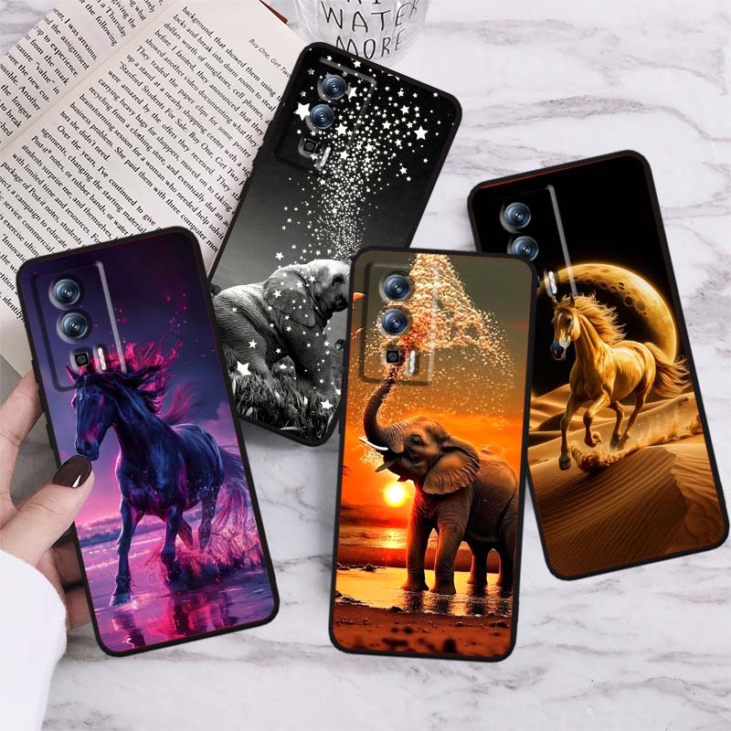 Cartoon Anime Animals For Xiaomi Redmi 12 13C 12C 13 10C 9T A2 9A 9C 7A Note 10S 8T 10 9 8 Pro 4G 5G Black Phone Case