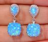 European American Fashion Square Opal Stud Earrings