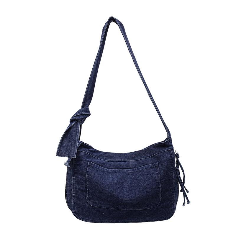 

Denim Commuter Tote Bag Large Capacity Women s Shoulder Bag темно-синього кольору
