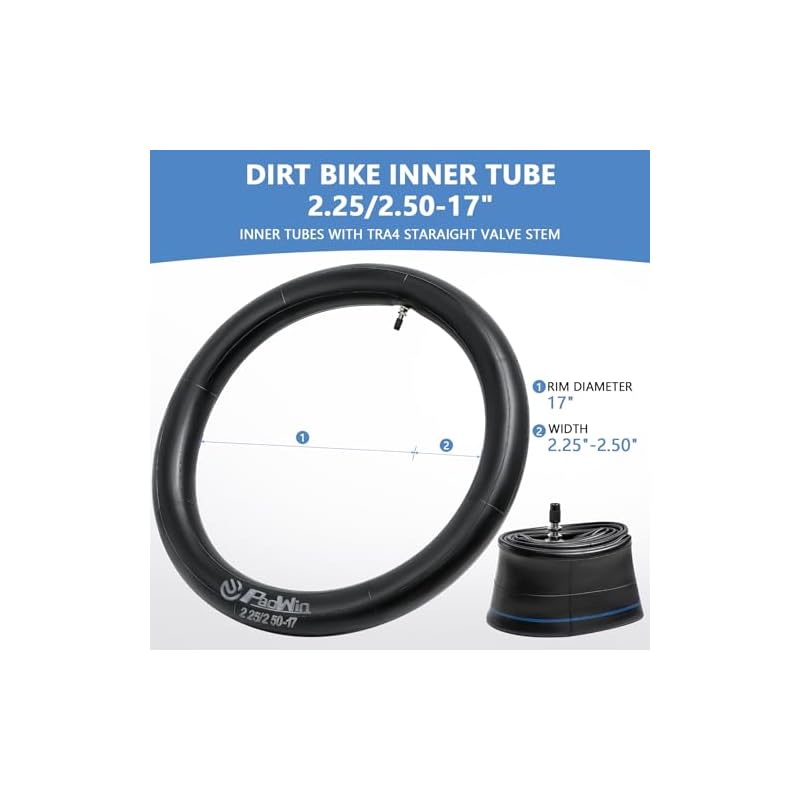 PaoWin 2-Pack, 2.25-17 Tube, Thick Wall, Sturdy, TR4 Valve, 2.50-17 Tube, 2.25/2.50-17 70/100-17 Tire Tube, Applicable to 2.25-17 2.50-17 70/100-17