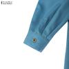 ZANZEA Women Casual Turn Down Collar Loose Long Sleeve Shirt Dress
