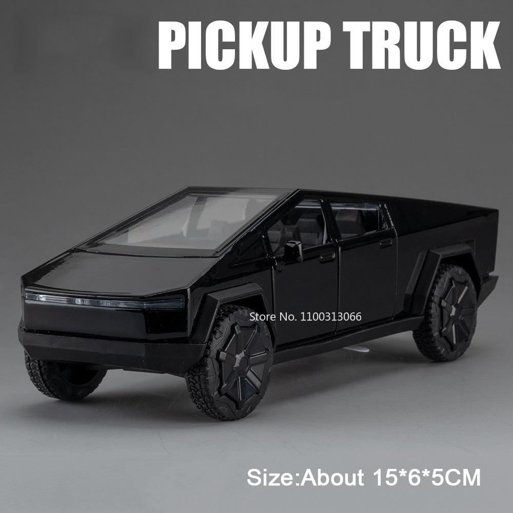 1:32 Pickup Truck Alloy Toys Cars Diecast Models Wheel Pull Back Miniature Police Car Rubber Tires Off-road Toy Home Decoration
