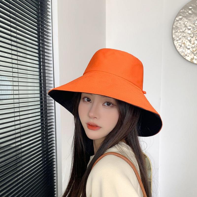 Double-sided bucket hat big eaves sun hat foldable summer travel vacation sun hat