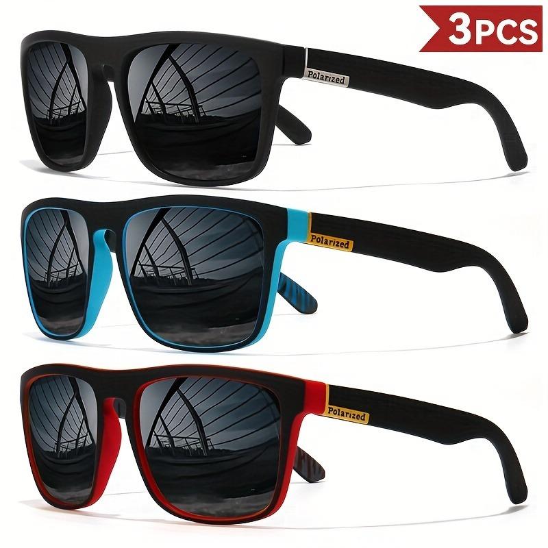 3 Piece Set Classic Square Retro Glasses Colorful Temple Legs High-quality PC Frame Unisex for Various Activities