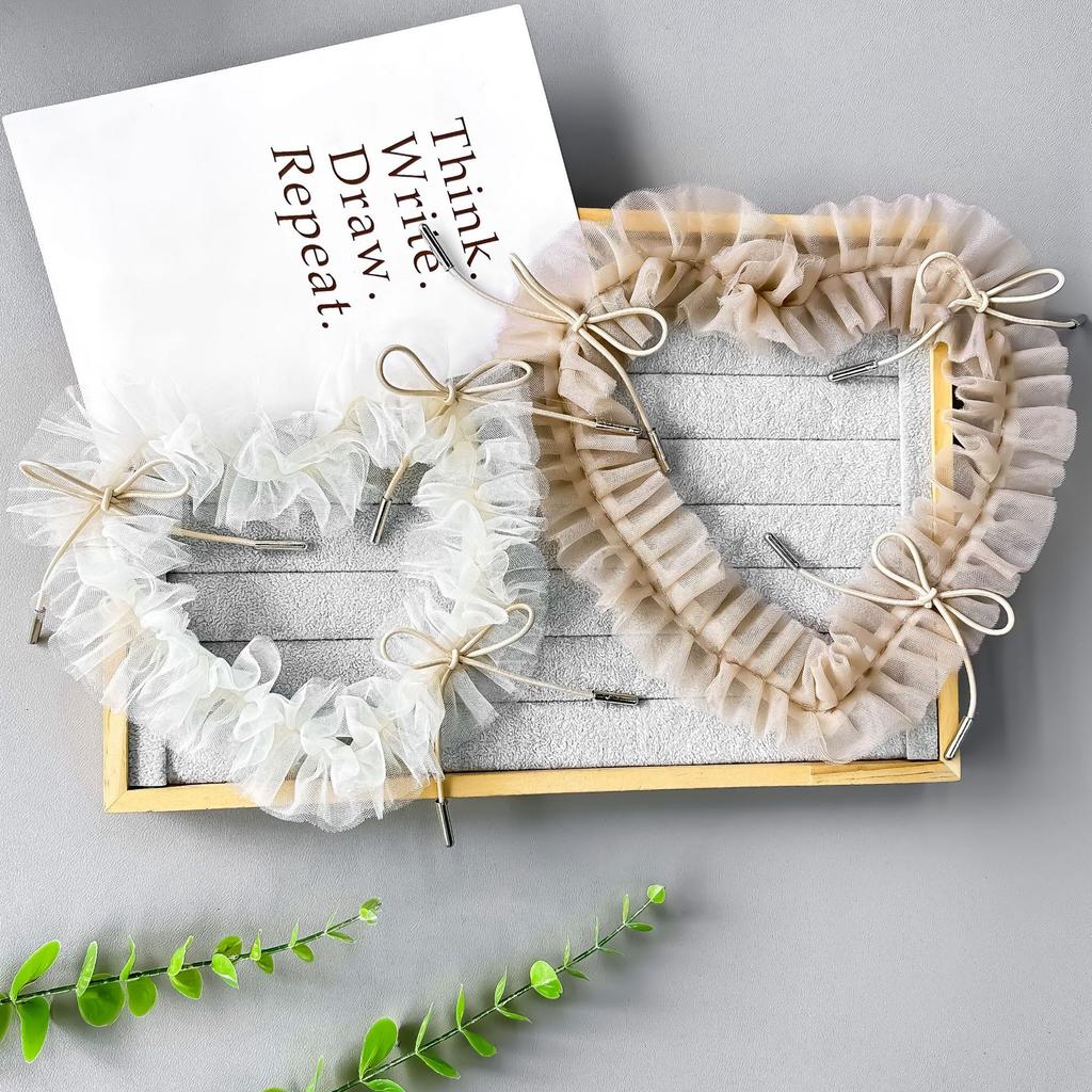 Irregular Mesh Pleated Lace Handmade Bow Heart-Shaped Decal Clothing Cloth Sticker Corsage