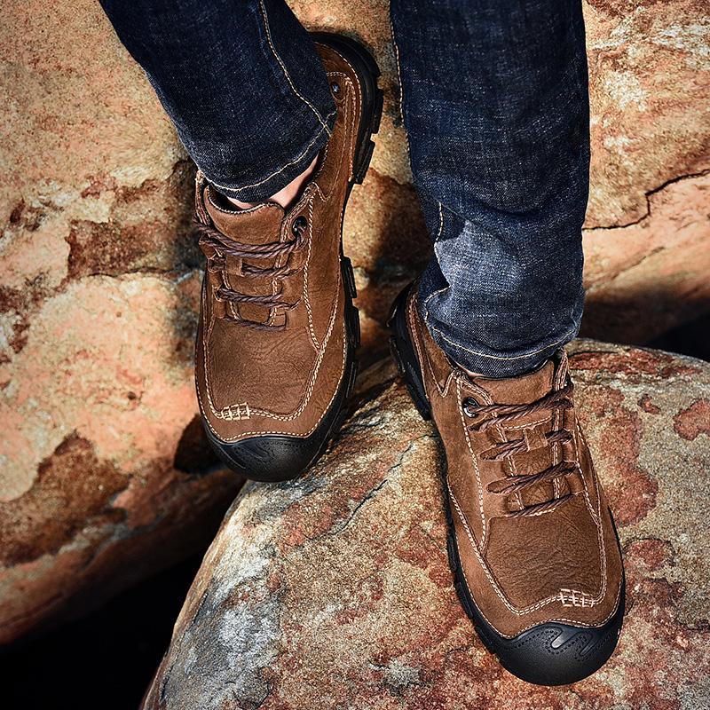 Freizeit Walking Klettern Herrenschuhe Outdoor Camping Wanderschuhe Herren Echtes Leder Sportsneaker Mann Reise Freizeitschuhe