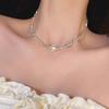 Irregular Broken Silver Imitation Pearl Pendant Necklace High-end Design Collarbone Chain Niche Light Luxury Ins Temperament Neck