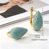 Yanbai Fashion Turquoise Geometric Oval Hoop Earrings with Zirconia - Light Luxury European & American Style