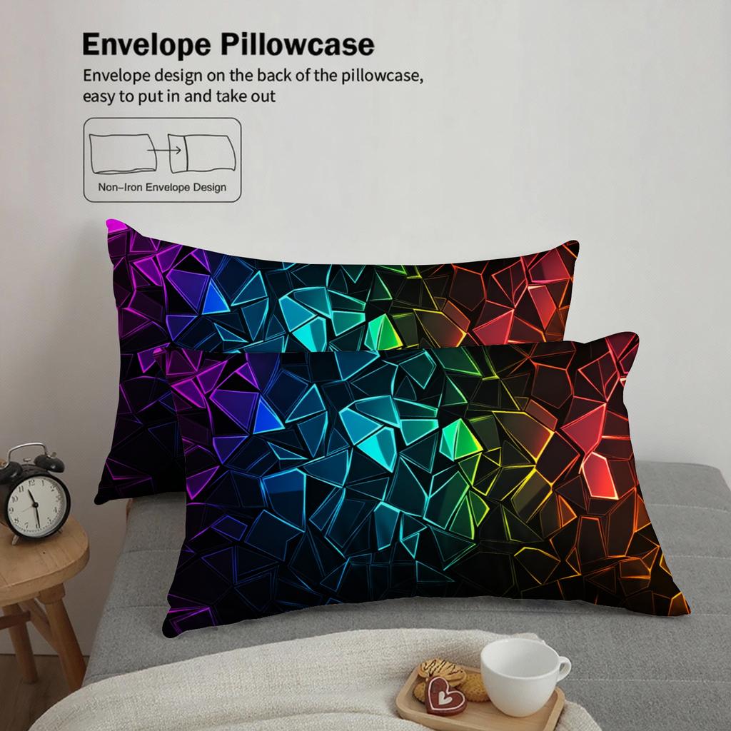3pcs Geometric Crystal Bedding Sets 3D Printed Rainbow Pattern Duvet Cover Sets With Pillowcases No Filling Cool Visual For Teen
