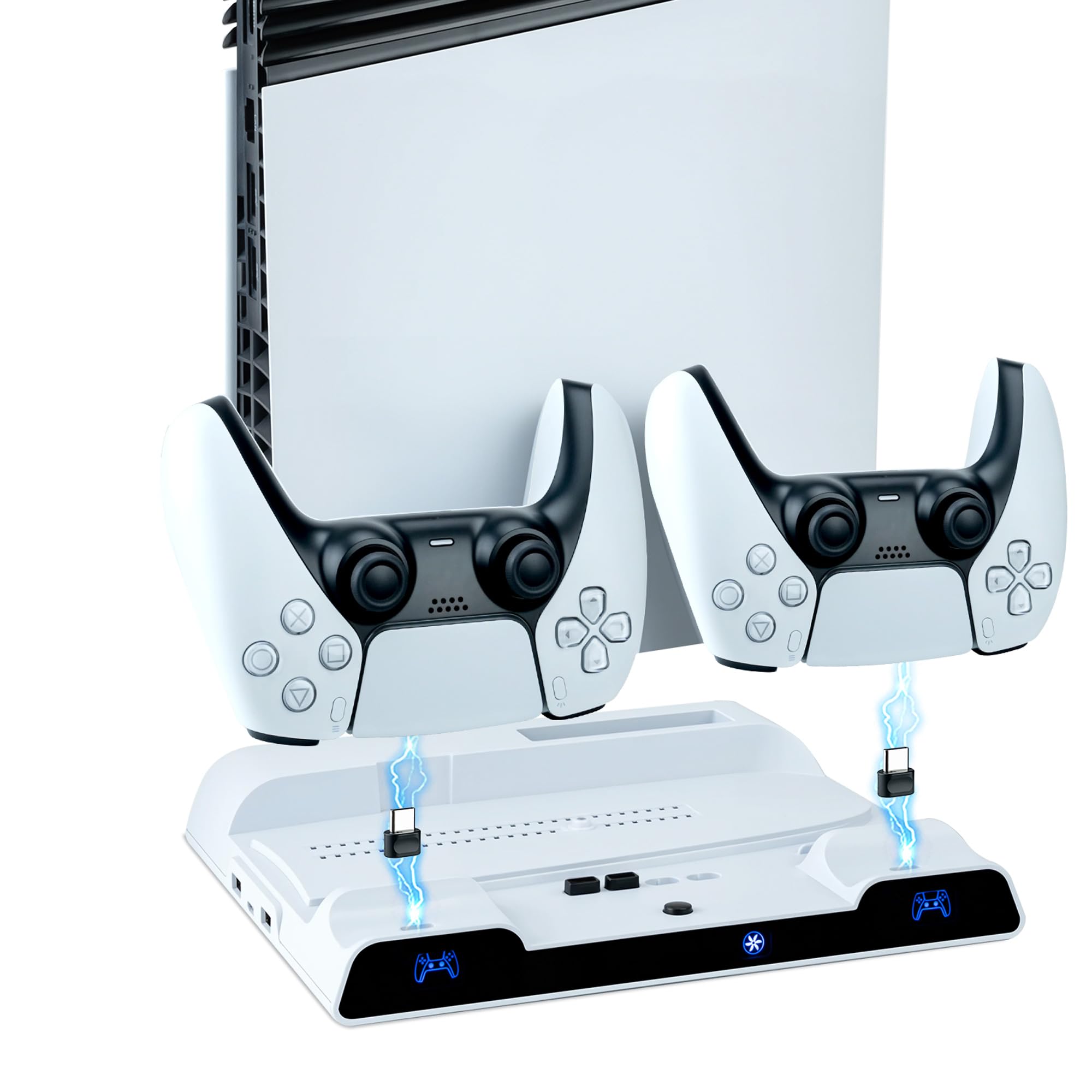 

Mcbazel Vertical Cooling Compatible with PS5 Supports Simultaneous Charging of Two Equipped with a Fan Speed White with LED Indicator 4 White Stand, білий