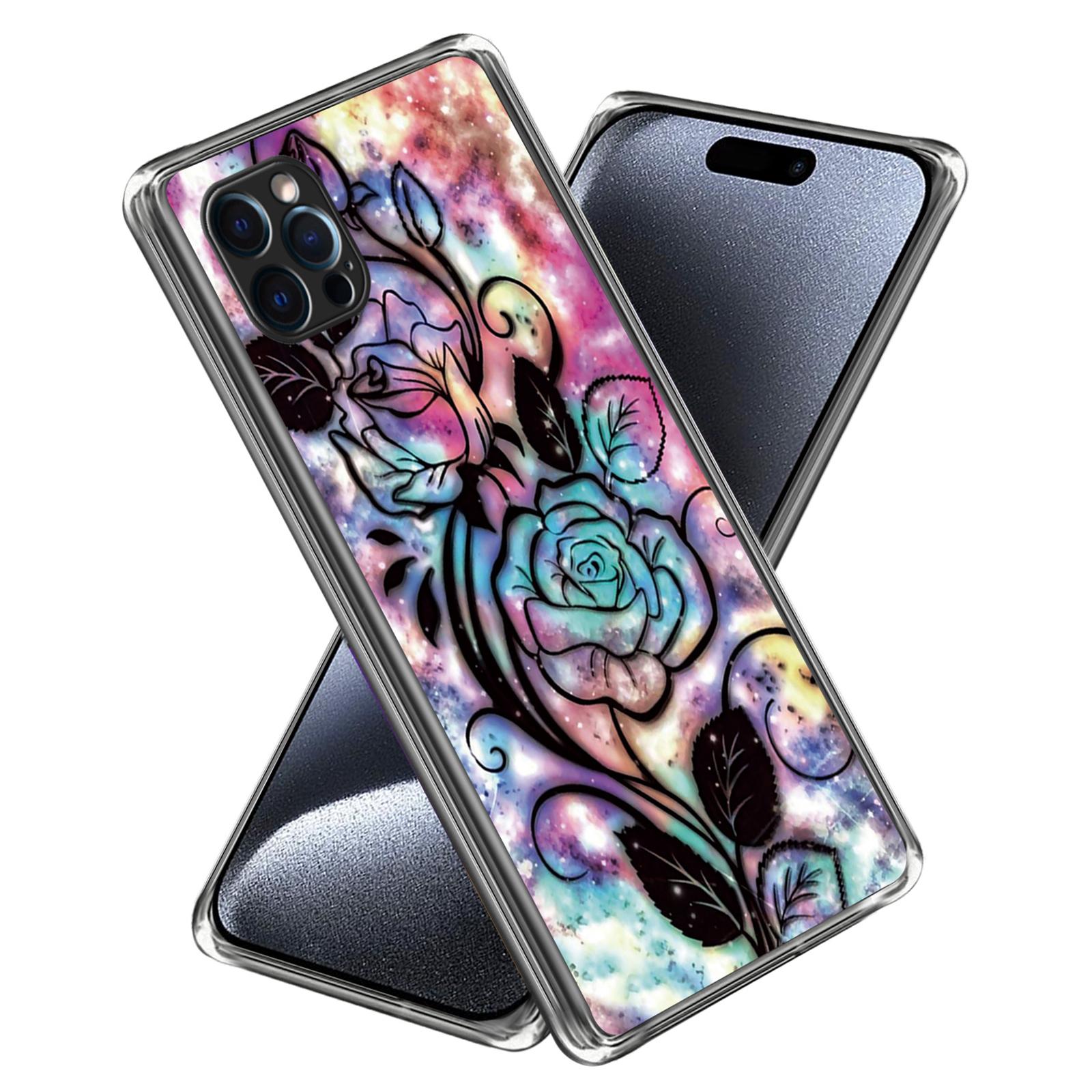 

For iPhone 16 Pro Case Pattern Printed Shockproof TPU Phone Cover Dream Rose