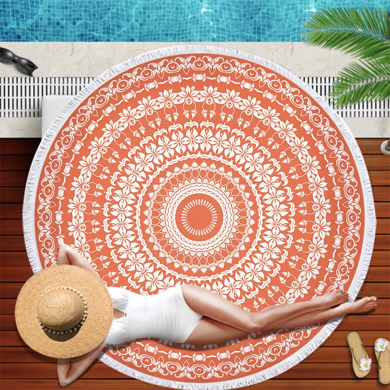 Telo Mare Rotondo Bohemien Microfibra Assorbente Sport Spiaggia Mare Tappetino Yoga Con Frange Grande Asciugamano da Bagno Teli da Stendere 150 cm
