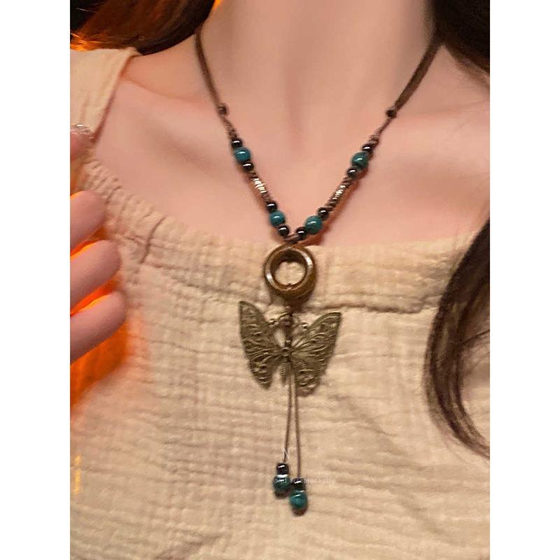 Bohemian Bronze Necklace Women's Woven Belt Earrings Holiday Style with Skirt Waist Chain Wear Accessories