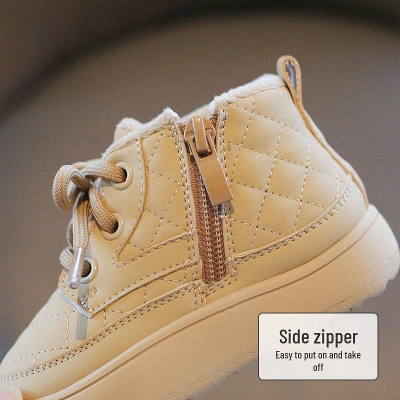 Weiche Sohle Kurze Stiefel für Jungen & Mädchen - Fleecegefütterte Baby Lauflernschuhe & Warme Winter Schneestiefel