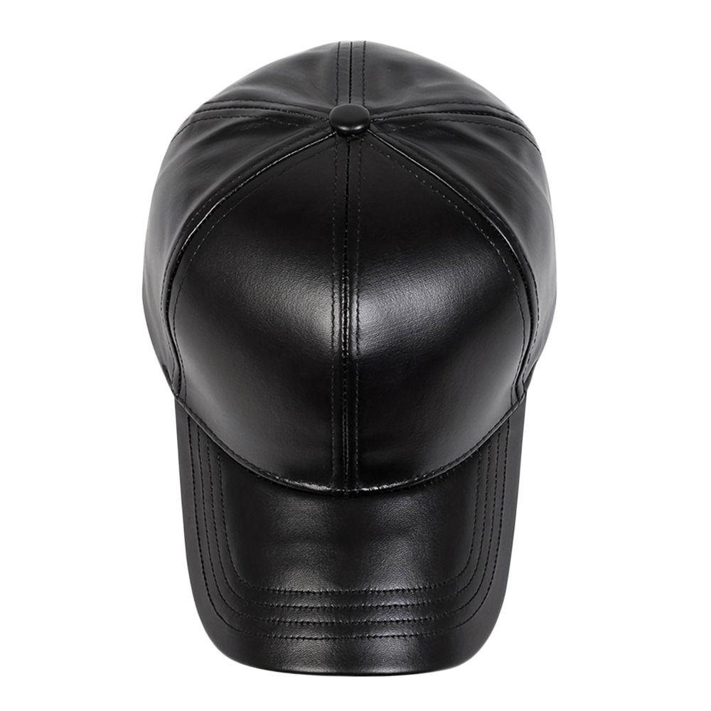 Autumn Winter Leather Baseball Caps Adjustable Snapback Hats Casual Warm Caps  for Men Women