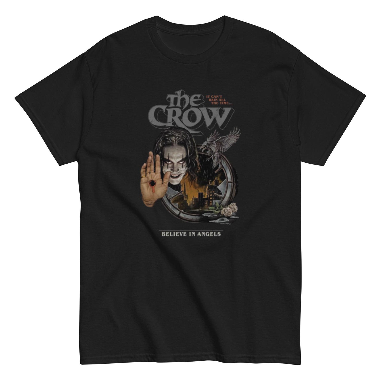 The Crow Inspired Eric Draven T shirt | Gothic Raven Graphic Tee | Dark Alternative Movie Fan Shirt | 90s Cult Classic Gift M