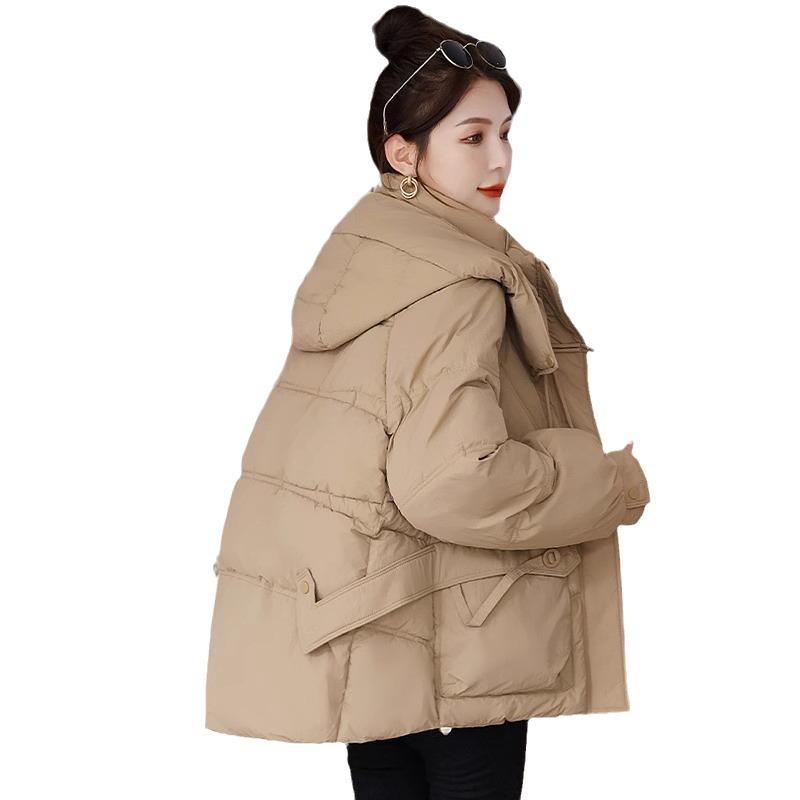 2025 Short Hooded Down Cotton Jacket Women's New Winter Thickened Warm Padded Jacket Loose Bread Jacket
