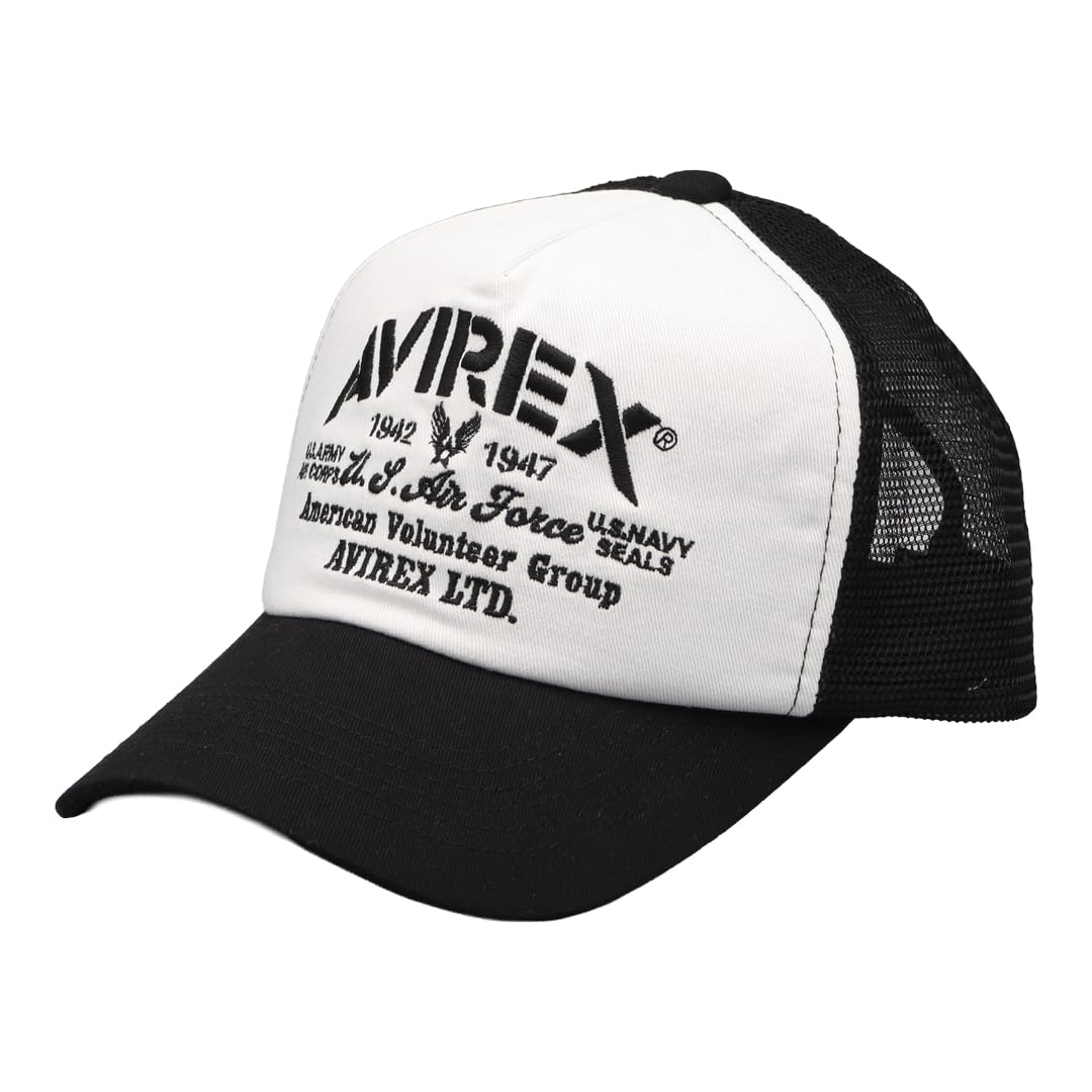 Avirex Mesh Cap Cap Brand Logo Hat American Casual Military Avirex Foam Front Trucker Cool White [Avirex] Men s Men s