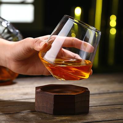 14.8oz/18.3oz Creative Rotating Foreign Wine Glass Transparent Whiskey Glass Cold Drink Mug Party Tumbler Cup Drinking Glasses