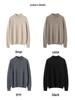 100% Cashmere High Neck Knitwear: Solid Color Loose Pullover