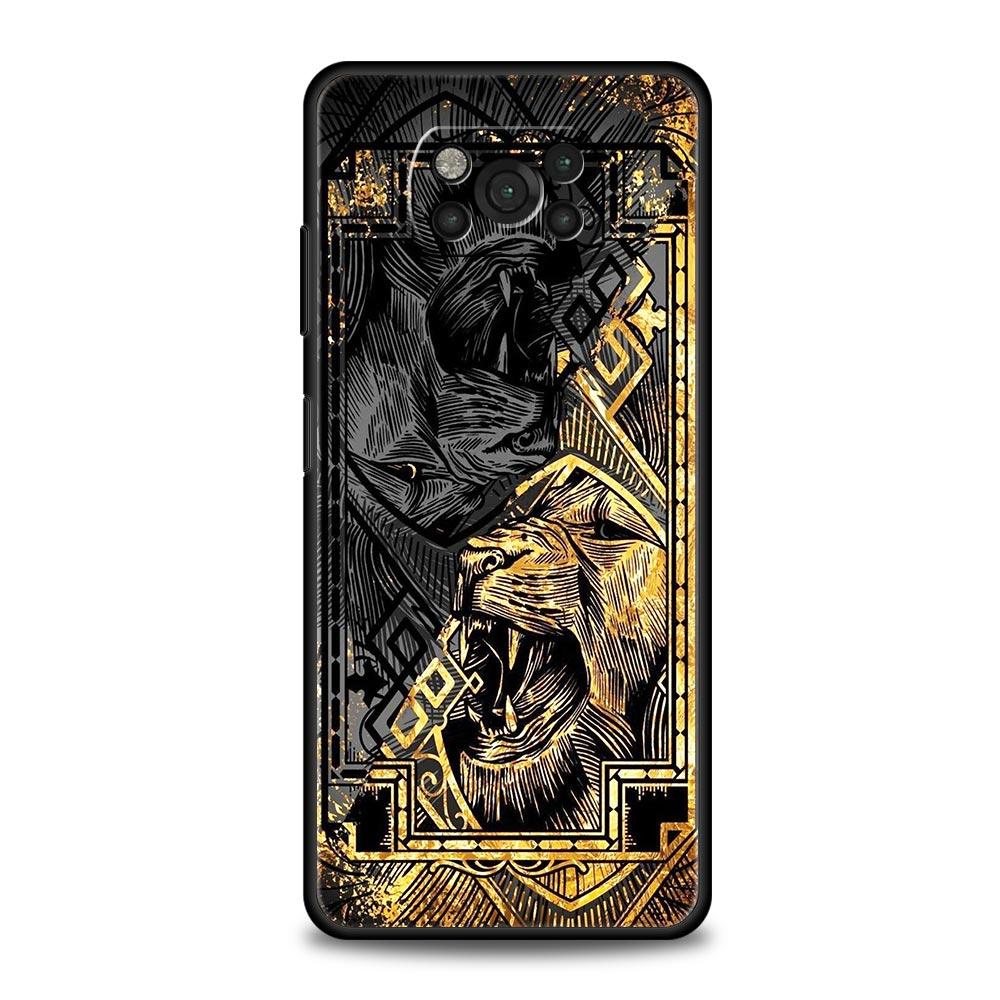Cross Pattern Bicolor Lion Phone Case for Xiaomi Poco F7 F6 F5 F4 F3 X6 X5 X4 X3 NFC F7 Ultra M4 C51 C55 GT 5G Soft TPU Cover
