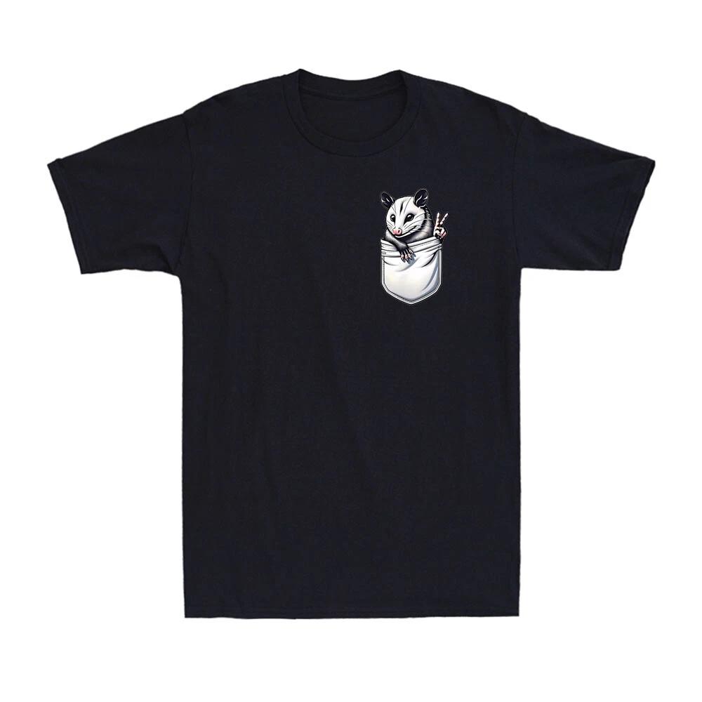 Possum in Pocket Peace Sign Hand Funny Possum Lovers Gift Vintage Men s T-Shirt M