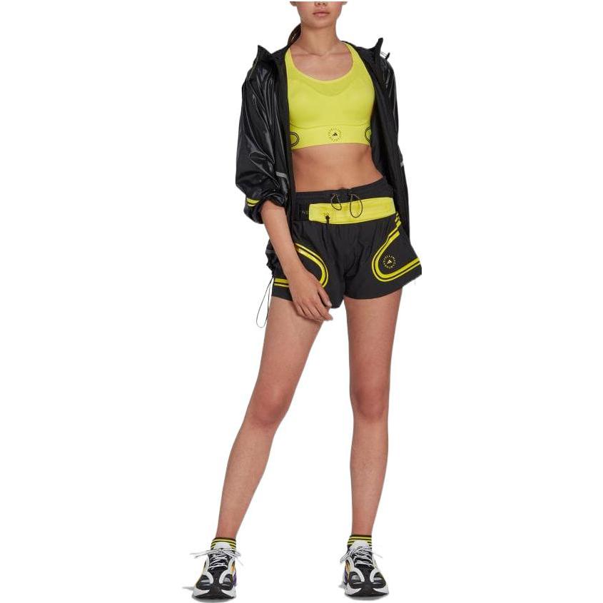 adidas Farbblock Gestreift Logo Print Laufshorts Damen Shorts Schwarz HG6858